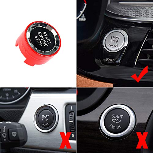 LECART Crystal Red Car Start Stop Engine Push Button Cover Start Ignition Button Cover Cap Push to Start Button Caps Compatible with BMW 1 2 3 4 5 6 7 Series X1 X2 X3 X4 X5 X6 F Chassis G Chassis