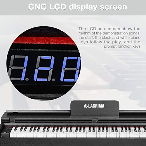 LAGRIMA Digital Piano, 88 Key Electric Keyboard Piano for Beginner/Adults with Padded Piano Bench+Music Stand+Power Adapter+3-Pedal Board+Instruction+Headphone Jack(Black With 2 Person Bench)