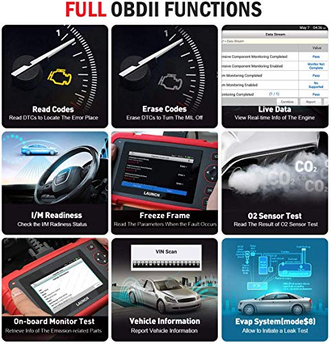 LAUNCH Code Reader CRP123X OBD2 Scanner Scan Tool for ABS SRS Transmission Engine Code Reader Car Diagnostic Tool with Battery Test, Android 7.0 Based, 5.0â Touchscreen, AutoVIN, Wi-Fi Free Updates