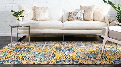 Unique Loom Estrella Collection Vibrant Abstract Gold Area Rug (9' 0 x 12' 0)