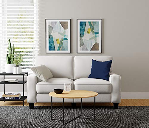 Serta Palisades Upholstered Sofas for Living Room Modern Design Couch, Straight Arms, Soft Fabric Upholstery, Tool-Free Assembly, 61" Loveseat, Cream