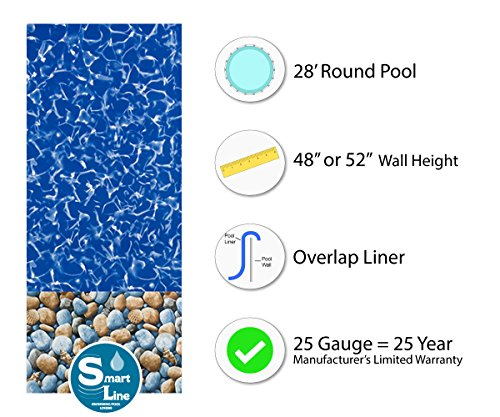 Smartline Antilles Dolphin 28ft Round Liner Overlap Style 25 Gauge Virgin Vinyl For Steel Sided Above-Ground Swimming Pools