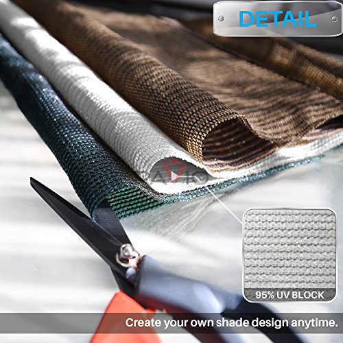 Patio Paradise 12' x 128' Sunblock Shade Cloth Roll,Light Grey Sun Shade Fabric 95% UV Resistant Mesh Netting Cover for Outdoor,Backyard,Plant,Greenhouse,Barn