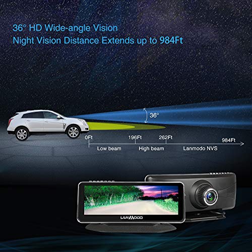 LANMODO Car Night Vision Front and Rear Dual Camera,Waterproof 8.2" HD Screen 1080P Full-Color Image Active Infrared Backup Camera Sony DSP Chip Inside,Night View Distance up to 984 ft/300M