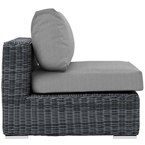 Modway EEI-1868-GRY-GRY Summon Wicker Rattan Outdoor Patio Sunbrella Fabric, Armless Chair, Canvas Gray