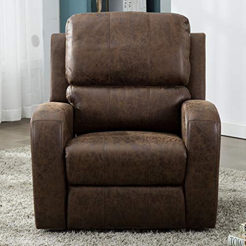 Bonzy Home Power Recliner Chair Air Suede Overstuffed Electric Faux Suede Leather Recliner Chair with USB Charge Port, Smoke Gray