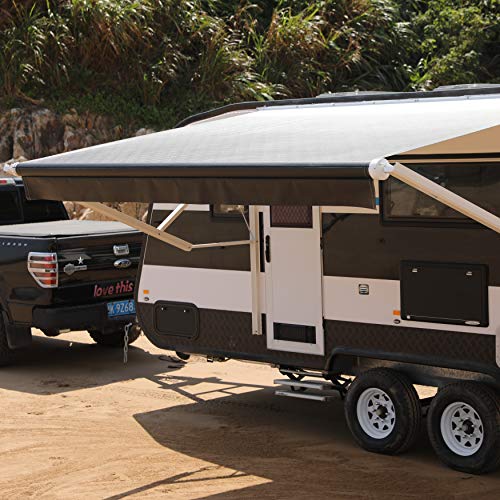 ALEKO RVAW12X8BLK11 Retractable RV or Home Awning 12 x 8 Feet Black Fade