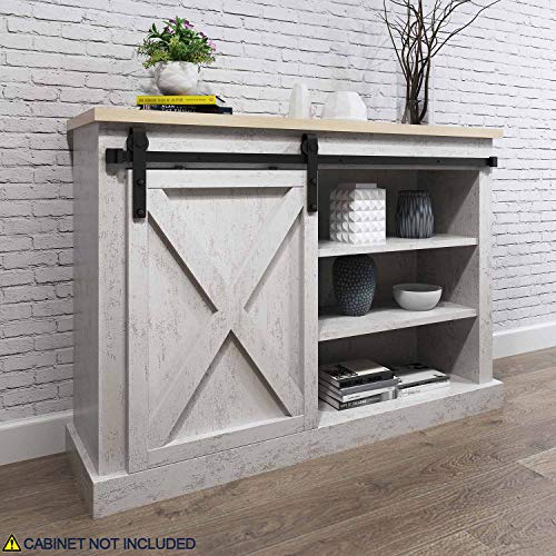 EaseLife 42in x 84in Sliding Barn Door Slab and 8FT Sliding Track Hardware Kit & Handle Included,Unfinished Barn Door Panel,K-Frame,Coffee
