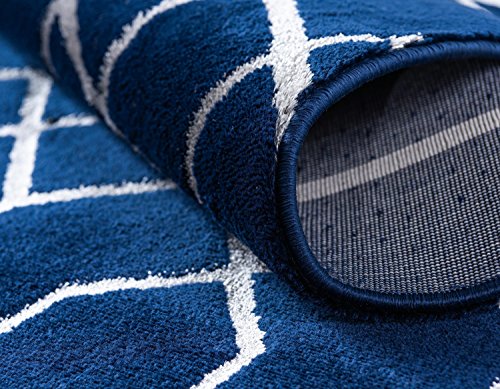 Unique Loom Marilyn Monroe Glam Collection Textured Geometric Trellis Navy Blue Silver Area Rug (8' 0 x 10' 0)