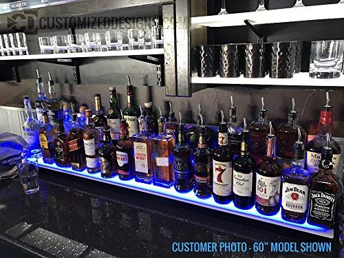 Customized Designs 48" 2 Tier Back Bar Liquor Display Shelves - Home Bar Lighting
