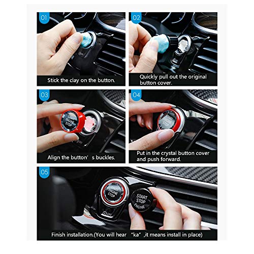 LECART Crystal Red Car Start Stop Engine Push Button Cover Start Ignition Button Cover Cap Push to Start Button Caps Compatible with BMW 1 2 3 4 5 6 7 Series X1 X2 X3 X4 X5 X6 F Chassis G Chassis