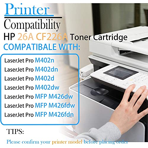 Clorisun Compatible Toner Cartridge Replacement for HP 26A CF226A 26X CF226X High Yield, to use with Laserjet Pro M402n M402dn M402dw Laserjet Pro MFP M426fdw M426fdn M426dw (Black, 2 Pack)
