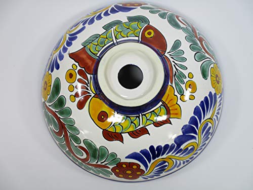 14" round TALAVERA VESSEL SINK Mexican handmade ceramic bathroom basin, folk art