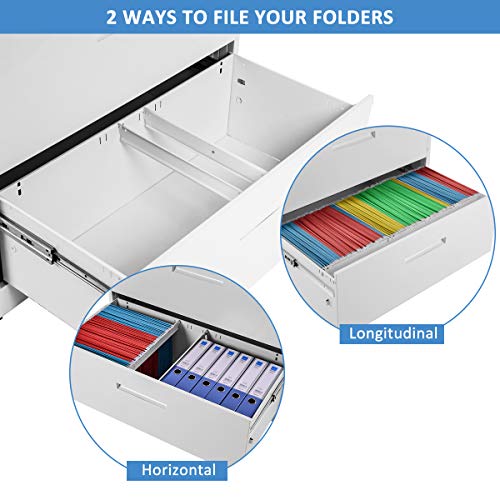 Lateral File Cabinet, Home Office Steel Lockable Filing Cabinet