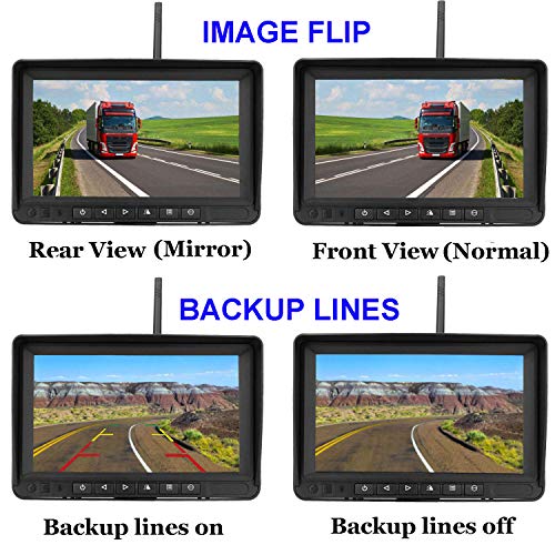 RV Dual Digital Wireless Backup Camera Kit W/ 7in LCD Monitor Trailer Rear View Front No Interference IP69 Waterproof Latest Wide Angle