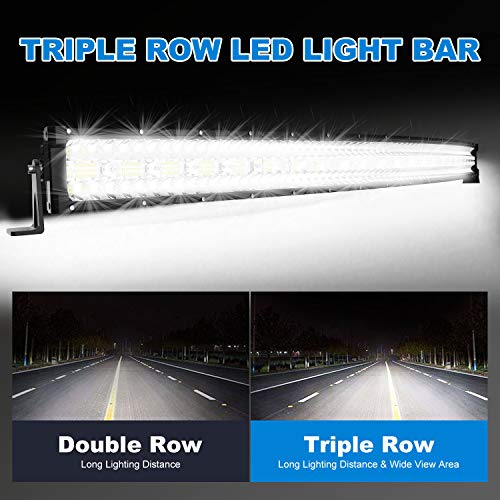 Led Light Bar T-Former 50Inch 936W+ 22Inch 390W Curved Triple Row Combo LED Light Bars Kit + 4Pcs 4in Offroad Driving Fog Lights W/Rocker Switch Wiring Harness Kit for Jeep Tucks Polaris Boats