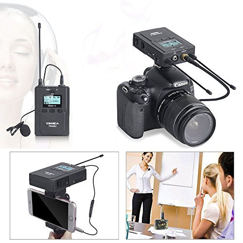 Comica 96 Channel Full Metal UHF Professional Wireless Lavalier Microphone System For Canon Nikon Sony Camera iPhone iPad & Other