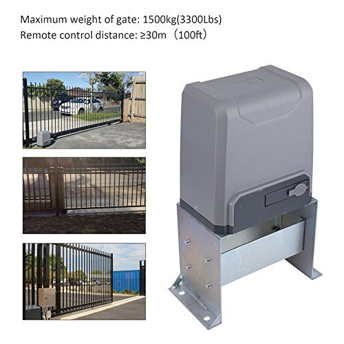 CO-Z Sliding Gate Opener Wireless Remotes Roller Automatic Slider Kit For Fence Driveway Auto Chain Hardware W/ Controllers (For 3300lbs)