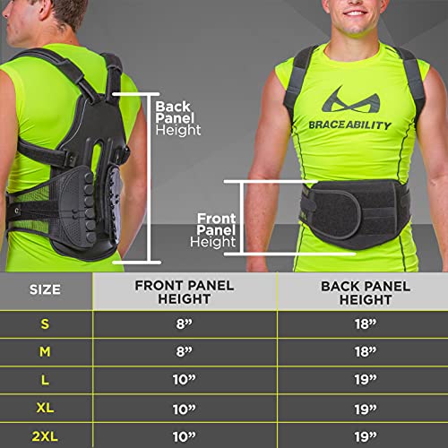 BraceAbility Plus Size TLSO Back Clamshell Brace - XXL Hard Turtle Shell Full-Body Support Jacket for Thoracic Kyphosis, Parkinson's Disease, Scoliosis, Fractured Spine, Post-Surgery Recovery (2XL)