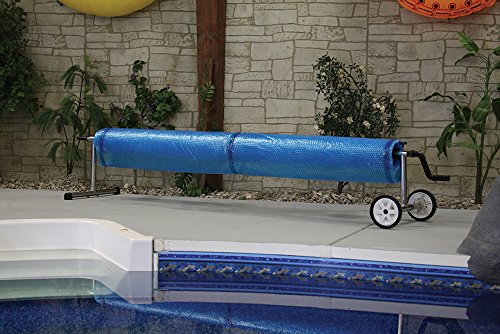 Sun2Solar 12-Foot-by-24-Foot Rectangle Clear Solar Cover and Deluxe Reel System | 1200 Series Style Heating Blanket | Bundled Kit for Rectangular In-Ground Swimming Pool | Place Cover Bubble-Side Down