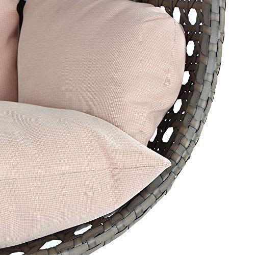 Island Gale Luxury 2 Person Outdoor Patio Hanging Wicker Swing Chair (X-Large, Latte Rattan/Latte Cushion)