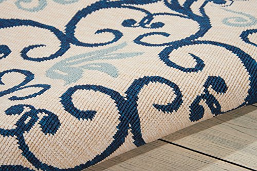 Nourison Caribbean Indoor Outdoor Area Rug, 7'10" x 10'6", Ivory Navy Blue