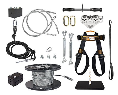 ZLP Manufacturing 150 FT to 500 FT Ultimate Torpedo Zip Line Kit - 5/16" Galvanized Aircraft Cable for 350 lb. Weight Limit