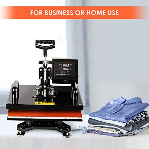 Heat Press 12" x 15" - TUSY 5 in 1 Swing Away Heat Press Machine for T Shirts Hat Mug Cap Plate, Multifunctional Digital Heat Transfer Sublimation