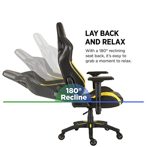 CORSAIR CF-9010015 WW T1 Gaming Chair Racing Design, Black/Yellow