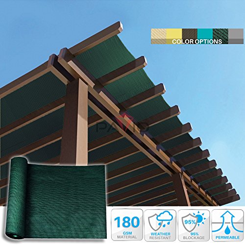 Patio Paradise 8'x80' Sunblock Shade Cloth Roll,Dark Green Fabric 95% UV Resistant