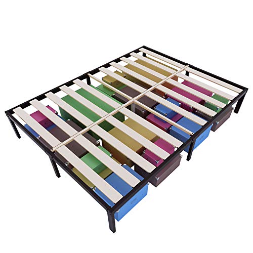 14 Inch Metal Platform Bed Frames / Wood Slat Support / No Box Spring Needed / 3500 lbs Heavy Duty/ Noise Free/ With storage / Black Finish Cal King