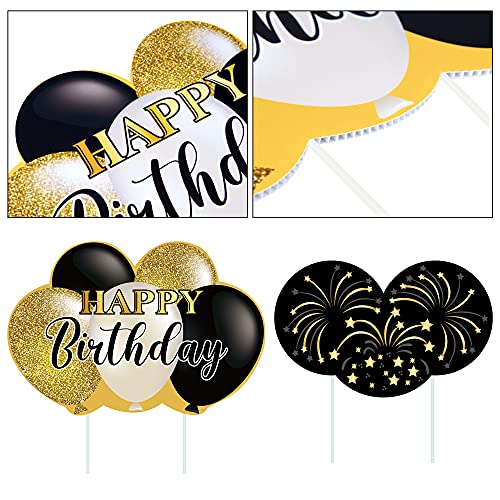 KUUQA 6Pcs 60th Happy Birthday Yard Sign with Stakes, Birthday Lawn Sign Birthday Outdoor Yard Sign Gold Happy Birthday Party Decorations