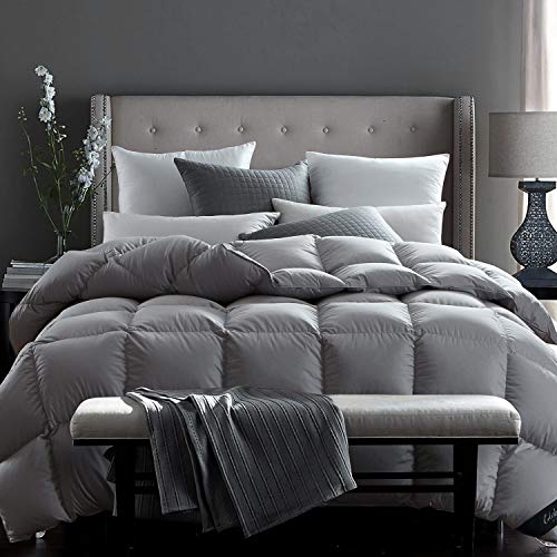 Globon Fusion White Goose Down Comforter Queen Size All Cotton 300 Thread Count Shell Hypoallergenic W/ Corner Tabs