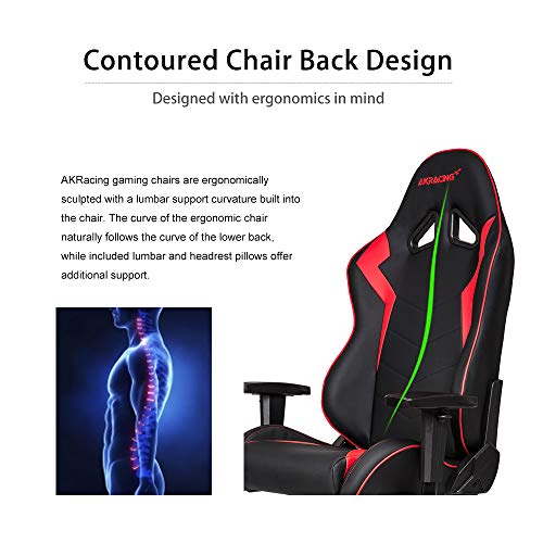 AKRacing Core Series SX Gaming Chair with High Backrest, Recliner, Swivel, Tilt, Rocker and Seat Height Adjustment Mechanisms with 5/10 Warranty - Red