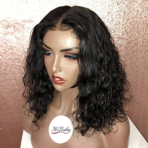 13x6 Lace Front Wigs Human Hair Wigs Wet and Wavy Baby Hair Pre Plucked Glueless Lace Wigs Short Bob Wigs For Black Women (16 inch with 150% density)
