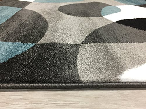 Modern Circles Round Area Rug 6' 6" Blue (6' 6" Diameter)