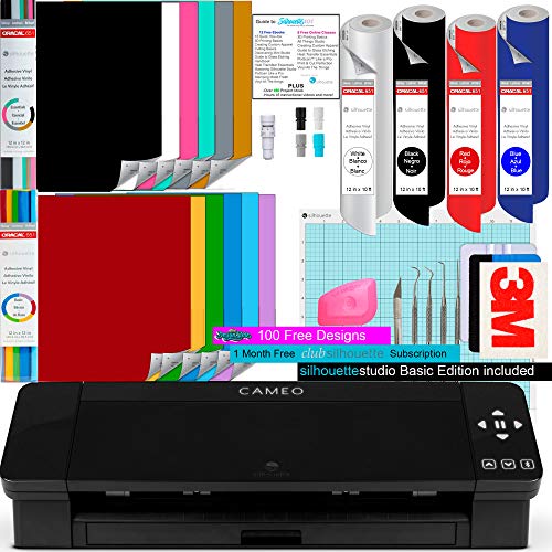 Silhouette Cameo 4 Black Bundle Of Oracle 651 Vinyl 24 Pack Of 651Oratape Transfer Crafter Cuts Tool Kit Access To eBooks