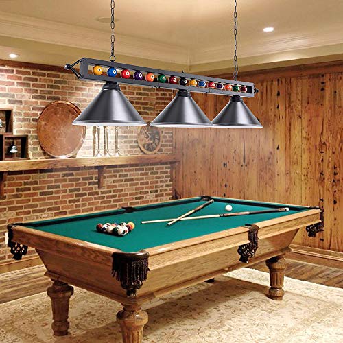 Wellmet Billiard Light For Pool Table Hanging Over W/ Matte Metal Shades & Ball Decor Perfect For Game Room Kitchen Island