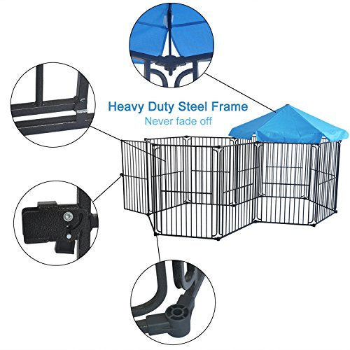 LEMKA Heavy Duty Dog Playpen Dog Kennel Pet Dog Exercise Playpen Foldable Dog Steel Crate Wire Metal Cage 6 Panels - 60 inches