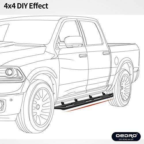 oEdRo 6" Side Step ,Unique Multi-layerTextured Black Running Boards Nerf Bars