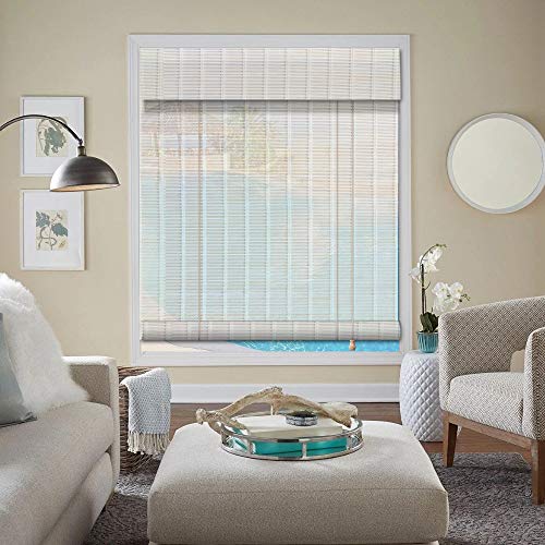 ZY Blinds Bamboo Window Blinds, Light Filtering Roll Up Blinds with Valance, 77" W x 48" L, Pattern 9