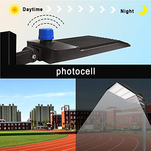 LEDMO 300W LED Parking Lot Lights with Adjustable Arm Mount Dusk-to-Dawn Photocell Sensor, Outdoor Parking Lot Lighting 36000LM, 5000K, PI65 DLC UL Listed