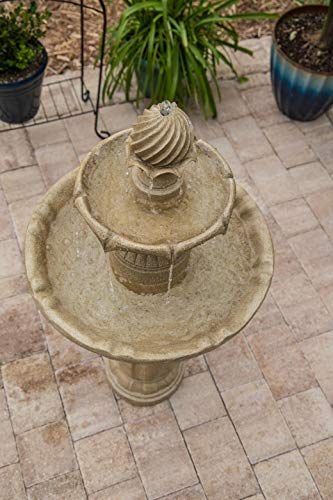 Kenroy Home Classic Outdoor Solar Floor Fountain ,44 Inch Height, 22 Inch Width, 22 Inch Ext. with Sandstone Finish