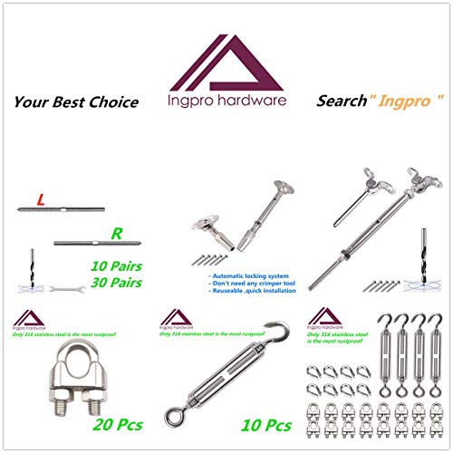 Ingpro T316 Stainless Steel Cable 1/8" Aircraft Wire Rope for Deck Cable Railing Kit, (7x7 800FT),Corrosion Resistance Grade
