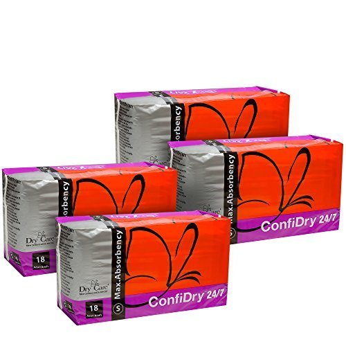 ConfiDry 24/7 Dry Care Max Absorbency Adult Brief Diapers, Small, 72 Count, 4 Pack Case