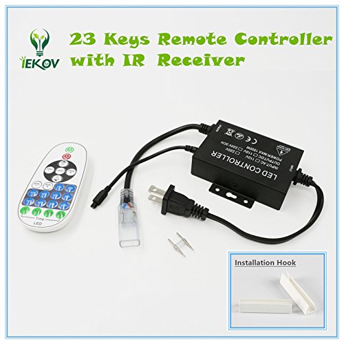LED NEON Light IEKOV AC 110-120V Flexible Strip120 LEDs/M Dimmable Waterproof 2835 SMD LED Rope Remote Controller 98.4ft/30m