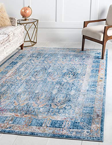 Unique Loom Brighton Collection Bright Traditional Bohemian Vintage Blue Area Rug (9' 0 x 12' 0)