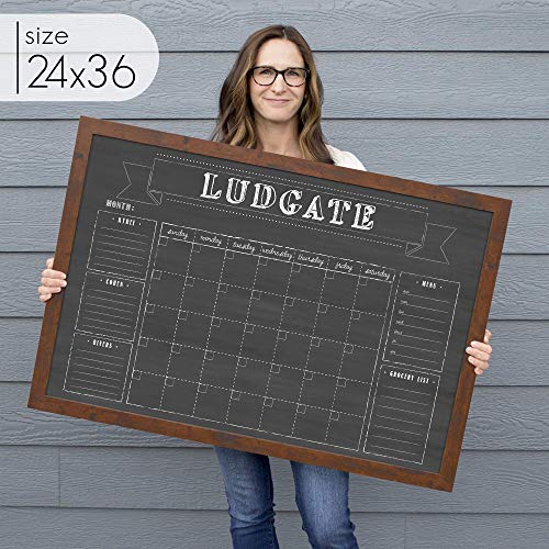 Large Wall Calendar, Command Center 36x24, Family Calendar, Dry-erase calendar, chalkboard dry erase calendar, reusable, framed perpetual calendar, 2018