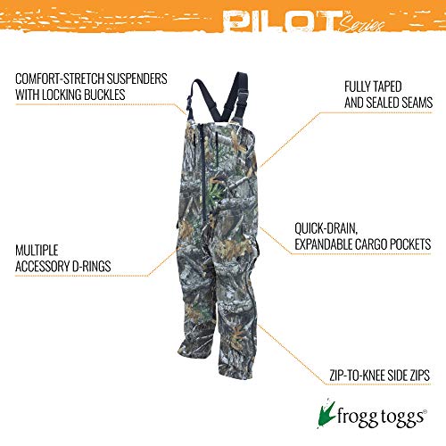 FROGG TOGGS Men's Pilot II Guide Waterproof Breathable Rain Bib, Realtree Edge, 3X-Large (PF93160)