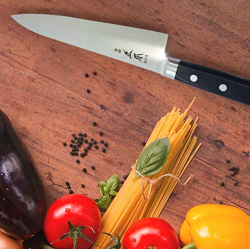 MASAMOTO AT Gyuto Chef Knife 8.2 Inch Japanese Kitchen Knife, Double-Bevel Stainless Steel, Sharp Blade AT 210 mm, Made in Japan